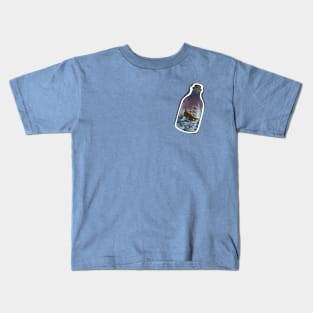 Ship Bottle Ocean Sea Love Sticker Art 3D Pirate Kids T-Shirt